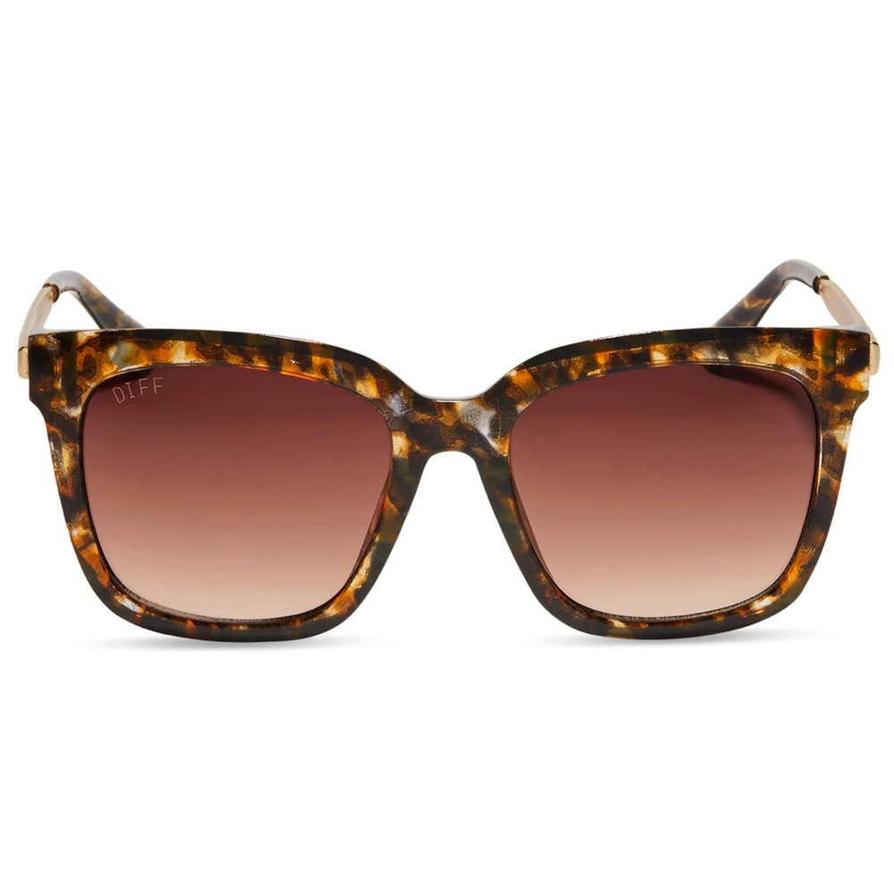 DIFF Hailey Sunglasses Dunmor Tortoise Gold Frames Brown Gradient Lenses NIB